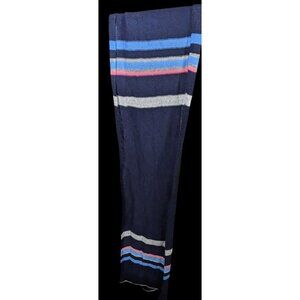 Hannah Rose 100% Cashmere Navy Blue Striped Scarf